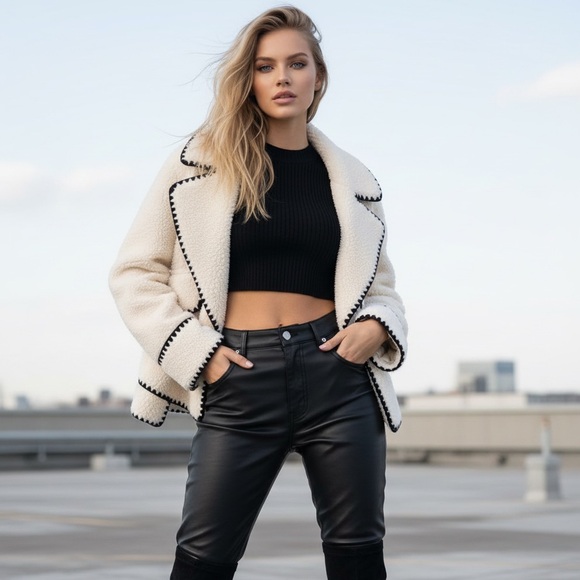 Commense Embroidered Trim Fleece Kimono Jacket - Picture 16 of 16